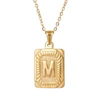 Retro Letter Square Stripe Stainless Steel Plating Necklace 1 Piece main image 3