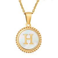 Simple Style Round Letter Stainless Steel Inlay Shell Pendant Necklace sku image 8