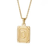 Retro Letter Square Stripe Stainless Steel Plating Necklace 1 Piece sku image 4