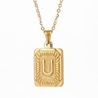 Retro Letter Square Stripe Stainless Steel Plating Necklace 1 Piece sku image 20