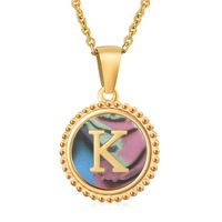 Simple Style Round Letter Stainless Steel Inlay Shell Pendant Necklace main image 4