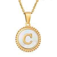 Style Simple Rond Lettre Acier Inoxydable Incruster Coquille Pendentif sku image 3