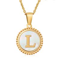 Style Simple Rond Lettre Acier Inoxydable Incruster Coquille Pendentif sku image 12