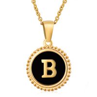 Simple Style Round Letter Stainless Steel Inlay Shell Pendant Necklace sku image 28