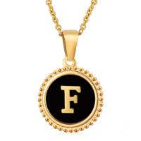 Simple Style Round Letter Stainless Steel Inlay Shell Pendant Necklace sku image 32