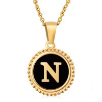 Simple Style Round Letter Stainless Steel Inlay Shell Pendant Necklace sku image 40