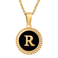 Simple Style Round Letter Stainless Steel Inlay Shell Pendant Necklace sku image 44