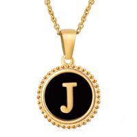 Style Simple Rond Lettre Acier Inoxydable Incruster Coquille Pendentif sku image 36
