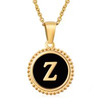Simple Style Round Letter Stainless Steel Inlay Shell Pendant Necklace sku image 52