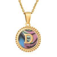 Simple Style Round Letter Stainless Steel Inlay Shell Pendant Necklace sku image 56