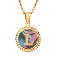 Simple Style Round Letter Stainless Steel Inlay Shell Pendant Necklace sku image 64