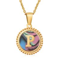 Simple Style Round Letter Stainless Steel Inlay Shell Pendant Necklace sku image 68