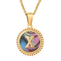 Style Simple Rond Lettre Acier Inoxydable Incruster Coquille Pendentif sku image 76