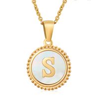 Style Simple Rond Lettre Acier Inoxydable Incruster Coquille Pendentif sku image 19