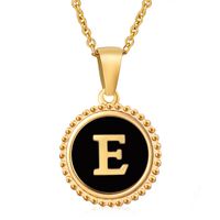 Simple Style Round Letter Stainless Steel Inlay Shell Pendant Necklace sku image 31