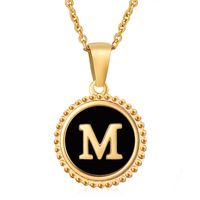 Simple Style Round Letter Stainless Steel Inlay Shell Pendant Necklace sku image 39