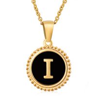 Simple Style Round Letter Stainless Steel Inlay Shell Pendant Necklace sku image 35