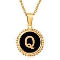 Simple Style Round Letter Stainless Steel Inlay Shell Pendant Necklace sku image 43