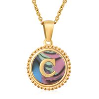 Style Simple Rond Lettre Acier Inoxydable Incruster Coquille Pendentif sku image 55