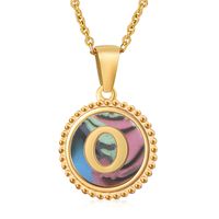 Simple Style Round Letter Stainless Steel Inlay Shell Pendant Necklace sku image 67