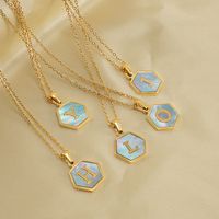 Fashion Letter Titanium Steel Inlaid Shell Necklace 1 Piece main image 5