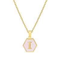 Fashion Letter Titanium Steel Inlaid Shell Necklace 1 Piece sku image 9