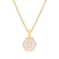 Fashion Letter Titanium Steel Inlaid Shell Necklace 1 Piece sku image 21