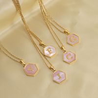 Fashion Letter Titanium Steel Inlaid Shell Necklace 1 Piece main image 1
