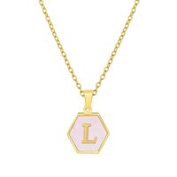 Fashion Letter Titanium Steel Inlaid Shell Necklace 1 Piece sku image 12