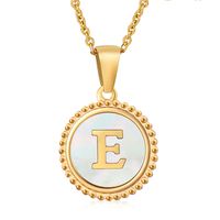 Simple Style Round Letter Stainless Steel Inlay Shell Pendant Necklace sku image 5