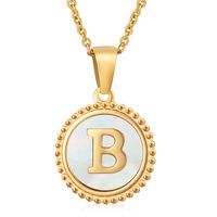 Style Simple Rond Lettre Acier Inoxydable Incruster Coquille Pendentif sku image 2