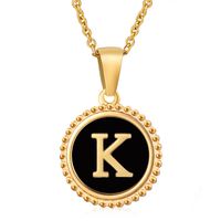 Simple Style Round Letter Stainless Steel Inlay Shell Pendant Necklace main image 2
