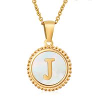Simple Style Round Letter Stainless Steel Inlay Shell Pendant Necklace sku image 10
