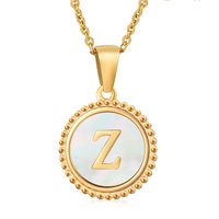 Style Simple Rond Lettre Acier Inoxydable Incruster Coquille Pendentif sku image 26