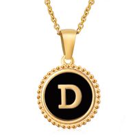 Simple Style Round Letter Stainless Steel Inlay Shell Pendant Necklace sku image 1