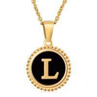 Simple Style Round Letter Stainless Steel Inlay Shell Pendant Necklace sku image 39