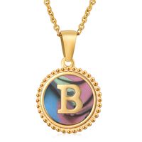 Simple Style Round Letter Stainless Steel Inlay Shell Pendant Necklace sku image 54