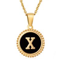 Simple Style Round Letter Stainless Steel Inlay Shell Pendant Necklace sku image 50