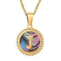 Style Simple Rond Lettre Acier Inoxydable Incruster Coquille Pendentif sku image 62