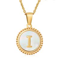 Simple Style Round Letter Stainless Steel Inlay Shell Pendant Necklace sku image 9