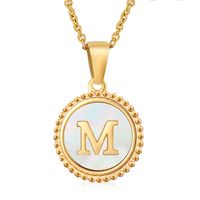 Simple Style Round Letter Stainless Steel Inlay Shell Pendant Necklace sku image 4
