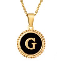 Simple Style Round Letter Stainless Steel Inlay Shell Pendant Necklace sku image 34