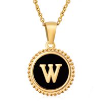 Simple Style Round Letter Stainless Steel Inlay Shell Pendant Necklace sku image 49