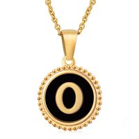 Simple Style Round Letter Stainless Steel Inlay Shell Pendant Necklace sku image 41