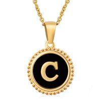 Simple Style Round Letter Stainless Steel Inlay Shell Pendant Necklace sku image 29
