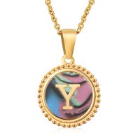Simple Style Round Letter Stainless Steel Inlay Shell Pendant Necklace sku image 77