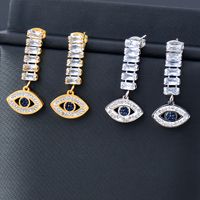 Fashion Devil's Eye Titanium Steel Inlay Inlaid Gold Zircon Drop Earrings 1 Pair main image 1