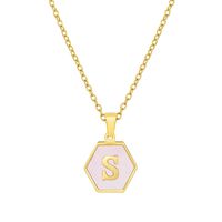 Fashion Letter Titanium Steel Inlaid Shell Necklace 1 Piece sku image 19