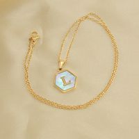 Fashion Letter Titanium Steel Inlaid Shell Necklace 1 Piece main image 2