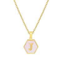 Fashion Letter Titanium Steel Inlaid Shell Necklace 1 Piece sku image 10